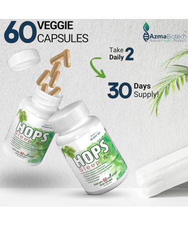 AzmaBiotech Hops Sleep Aid for Adults 1000mg 60 Vegan Capsules Natural Sleep Supplement to Promote Relaxation & Restful Sleep Non-GMO Gluten-Free 30-Day Supply Made in Canada - Buy Online on GoSupps.com