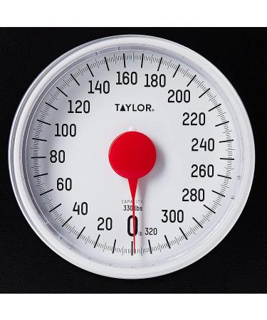 Taylor Precision Products Analog Scales for Body Weight 330LB Capacity Easy  to Read Large 4.25 Dial Black Vinyl Mat Platform 10.3 x 10.6 Inches Black