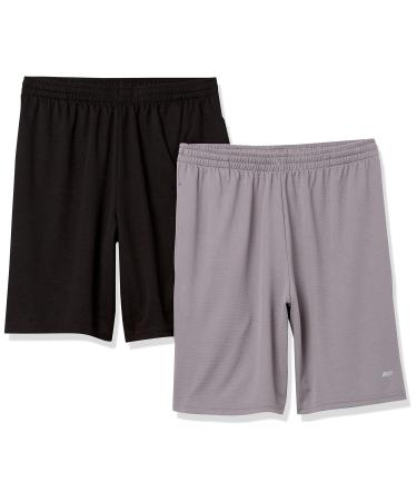 Amazon Essentials Men's Loose Fit Performance Shorts (Available in Big & Tall) 2-Pack XL Gray/Black