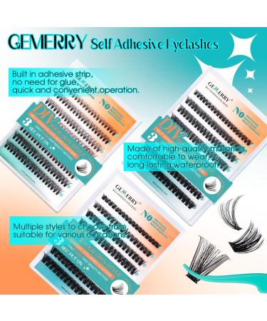 Shop GEMERRY Self Adhesive Eyelashes - Reusable Lash Clusters for Easy DIY Extensions - No Glue Needed 10-16mm Variants - Buy Online on GoSupps.com