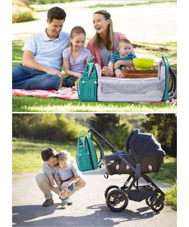 Buy SndMor Mint Green Diaper Backpack - Multifunctional Wrap Bag with Bed Function Stroller Hook & Large Capacity for Moms & Dads - Buy Online on GoSupps.com
