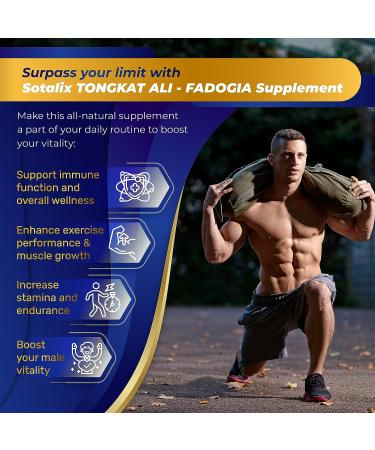 Premium Tongkat Ali 200:1 Extract (Longjack) 4780mg with Maca Root, Ginseng & Ashwagandha - High Strength for Men & Women - 90 Day Supply | 90 Count - Buy Online on GoSupps.com