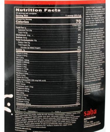 Saba ToppFast Nutritional Shake - 30 Servings of Protein Herbs Vitamins & Antioxidants - International Shipping Available - Buy Online on GoSupps.com