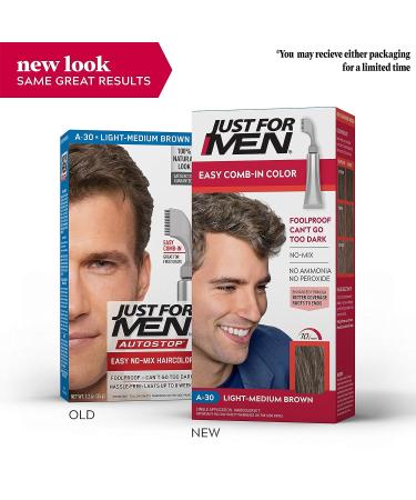 Just For Men Easy Comb-In Color Hair Dye - Light-Medium Brown A-30 | No Mix Application | Comb Applicator | Pack of 1 - Buy Online on GoSupps.com