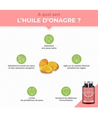 Organic Evening Primrose Oil - 1500 mg including 135 mg of GLA - Cold Pressure 100% Natural - Premenstrual Comfort and Skin Beauty - Premium Quality - 60 Capsules - Nutrimea - Made in France - Buy Online on GoSupps.com