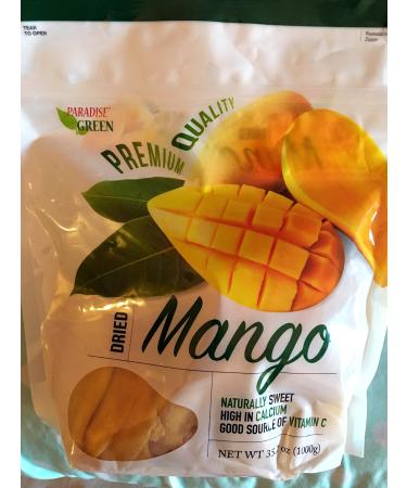 Paradise Green Dried Mango Premium Quality 35 Oz (1 Pack) 2.18 Pound (Pack of 1)