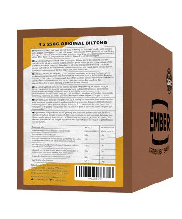 Ember Snacks Biltong Beef Jerky 250g - Low-Calorie High-Protein Snack from British & Irish Beef - Best for On-the-Go - Buy Online on GoSupps.com