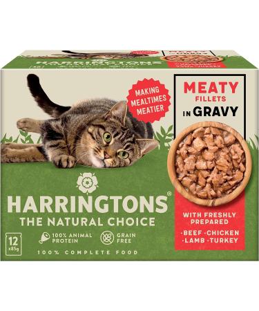 Harringtons Grain Free Meat Selection in Gravy Wet Cat Food 72x85g Beef Chicken Lamb & Turkey In Gravy Beef chicken lamb turkey 85 g (Pack of 72) - Buy Online on GoSupps.com