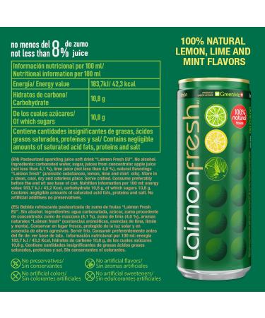  Laimon Fresh Laimon Fresh Sparkling Lemon Lime & Mint Drink 330ml Cans Pack of 12 - Buy Online on GoSupps.com