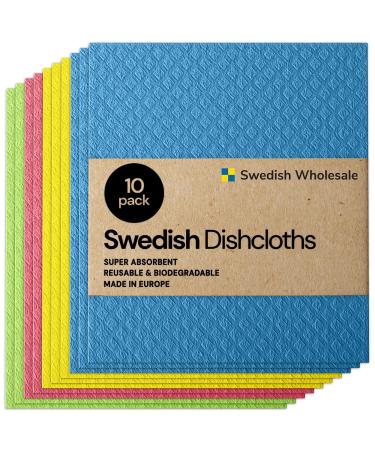 Swedish Wholesale Swedish Dish Cloths for Kitchen- 10 Pack Reusable Paper Towels for Counters & Dishes - Eco Friendly Cellulose Sponge Cloth - Assorted Assorted - Reusable Cleaning Cloths