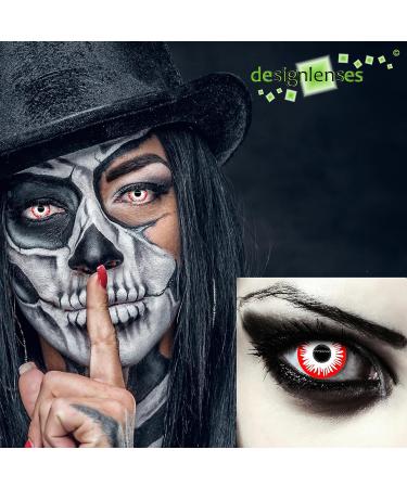 Buy Colored Daily Contact Lenses for Halloween - White & Red Zombie Cosplay - 2 Piece Pair - Buy Online on GoSupps.com
