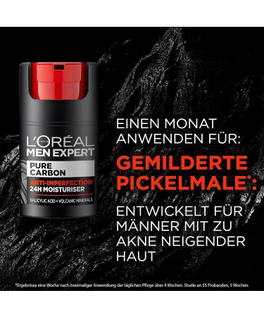 L'Or al Men Expert Anti-Pimperel Facial Care - Moisturizer with Salicylic Acid & Pure Carbon for Acne & Impurities - 50ml Facial Cream for Men - Buy Online on GoSupps.com