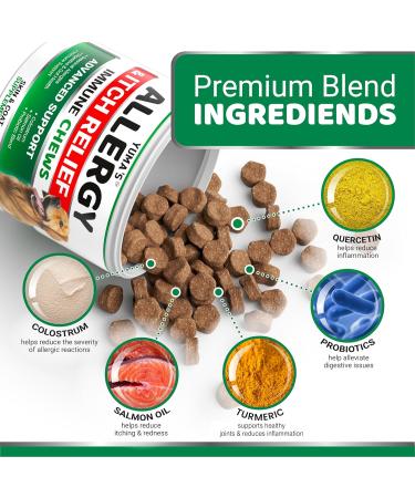Allergy Support Chews for Dogs - Rich in Colostrum Salmon Oil Turmeric - Vet Crafted Formula - Made in USA - Buy Online on GoSupps.com