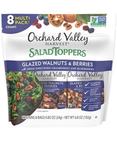 Orchard Valley Harvest Glazed Walnuts and Berries Salad Toppers, 0.85 Ounce Bags (Pack of 8), Non-GMO, No Artificial Ingredients Harvest Glazed Walnuts and Berries 0.85 Ounce (Pack of 8)
