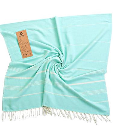PAMUKLU Oversized Beach Towel - Quick-Drying, Soft, Compact, Sand-Resistant, Absorbent - Perfect for Beach, Pool, Yoga, Travel, Outdoor Adventures, and Gifts - Premium Cotton Design (Blue Sky) Blue Sky Plain