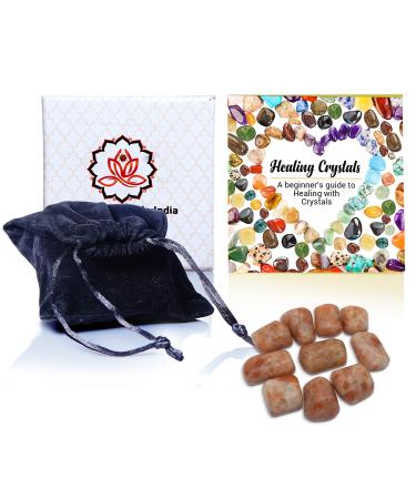 Healing Crystals India Chakra Crystals Healing Stones Natural Crystals Gemstones Spiritual Stones Reiki Healing Chakra Balancing Metaphysical Healing Polished Tumbled Stones (10 Sunstone) 10 Sunstone