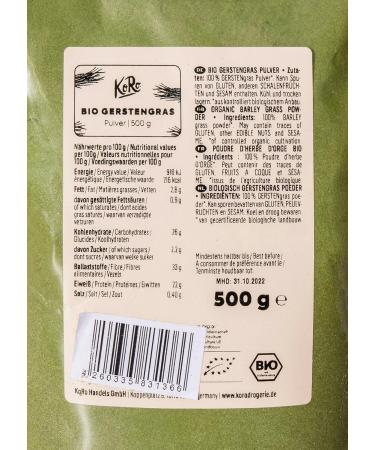 KoRo - Organic Barley Grass Powder 12 x 500 g - Superfood from controlled organic farming without additives - Buy Online on GoSupps.com