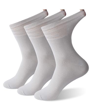 Sunew Bamboo Diabetic Socks Unisex Non-Binding Comfort Moisture Wicking Bamboo Diabetic Crew Dress Socks 3-pairs Greya X-Large