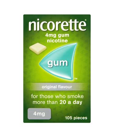 Nicorette Original Chewing Gum 4 mg 105 Pieces (Quit Smoking & Stop Smoking Aid)- Sugar free