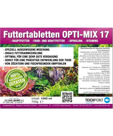 Teichpoint 1000 ml Premium TOP Food Tablets Opti-Mix 17 for Ornamental Fish | International Shipping Available - Buy Online on GoSupps.com