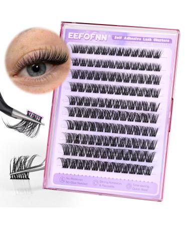 Eefofnn Self Adhesive Eyelashes Fluffy Self Adhesive Lash Clusters Natural 10-16mm Eyelash Extension Reusable Press on Lashes Clusters No Glue Needed Eyelashes 120pcs D Curl Individual Lashes fluffy lash clusters