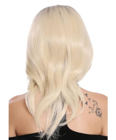 WIG ME UP ZM-1733-613CR1B | Voluminous Ombre Shoulder Length Ladies Wig - Black Platinum Blonde Slightly Wavy Middle Parting - Buy Online on GoSupps.com