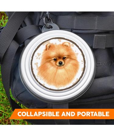 Portable German Spitz/Pomeranian Dog Bowl - Folding Travel Bowl with Carabiners | Unique & Handy Pet Feeding Solution - Buy Online on GoSupps.com