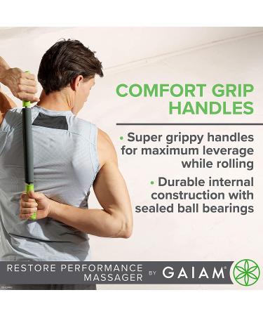 Gaiam Restore Massage Stick Roller - (Dimensions: 19" L) Foam Cushioned Performance Hand Held Muscle Massager | Comfort Grip Handles | Solid Steel Construction - Buy Online on GoSupps.com