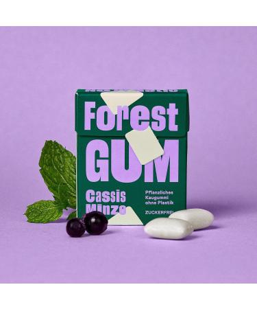 Forest Gum Cassis Mint - Plastic-Free Chewing Gum | Sugar-Free Vegan 18 Packs of 20g | Eco-Friendly Vegetable Ingredients - Buy Online on GoSupps.com