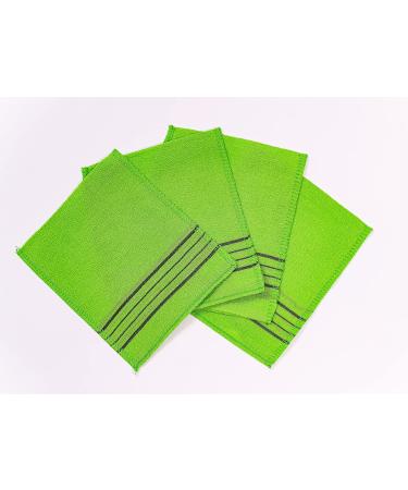 JSA Korean Exfoliating Mitt 4pcs Pack - Genuine Body Scrub Bath Mitten for Removing Dead Skin - Green Color - Buy Online on GoSupps.com