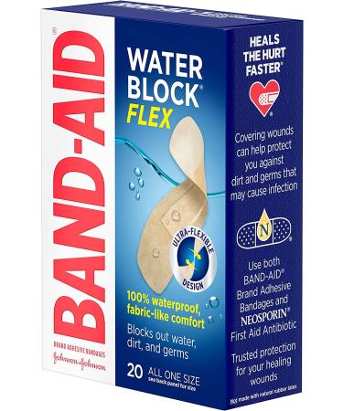 Band-Aid Water Block Flex Adhesive Bandages, One Size - 20 Count (Pack of 1) - Buy Online on GoSupps.com