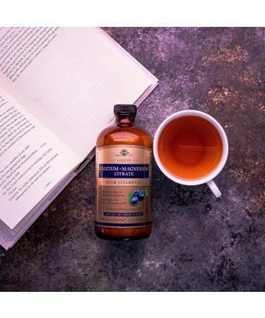 Solgar Liquid Calcium Magnesium Citrate with Vitamin D3 16 oz - Blueberry Flavor | Supports Bone & Teeth Health | Gluten-Free, Dairy-Free, Kosher - Buy Online on GoSupps.com