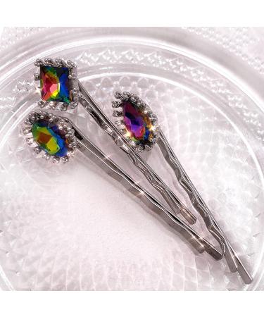 5PCS Colorful Gem Stones Bobby Pins | Silver Black Hair Slides Set for Women - Buy Online on GoSupps.com