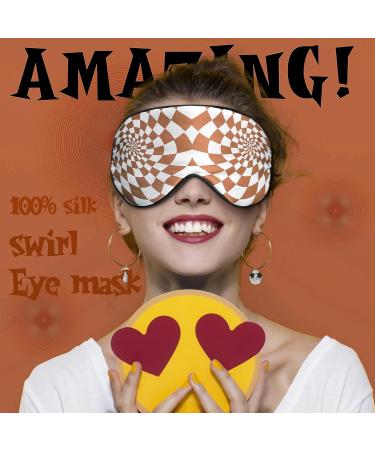 Townssilk 100% Silk Sleep Mask with Adjustable Strap - Super Soft Eye Mask for Ultimate Comfort and Sleeping Aid - Dizzying Squares Coffee Pattern - Buy Online on GoSupps.com