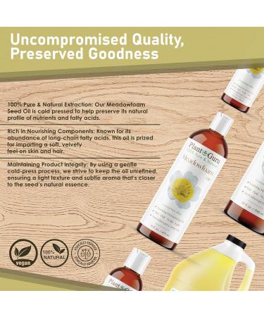 Plant Guru Meadowfoam Oil 8 fl. oz. Cold Pressed 100% Pure Natural Carrier Skin Face Body and Hair Moisturizer. Ideal for DIY Creams Lotions and Lip Balms - Buy Online on GoSupps.com