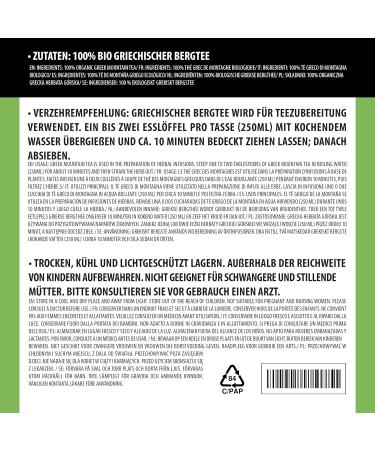 Organic Greek mountain tea cut (200g 7oz) cut flower stalks from controlled organic cultivation gently dried 100% pure and natural for the preparation of tea Sideritis Scardica Bio Mursal tea 200 GR - Buy Online on GoSupps.com