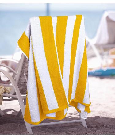 Utopia Towels Cabana Stripe Beach Towel Set - 100% Ring Spun Cotton, Large Pool Towels, Quick Dry Swim Towels - Pack of 4 (Blue, Yellow, Green, Orange) - Buy Online on GoSupps.com