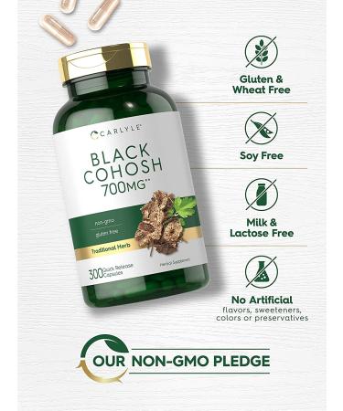 Black Cohosh Capsules 700mg 300 Count | Non-GMO & Gluten Free Root Extract Supplement by Carlyle - Buy Online on GoSupps.com