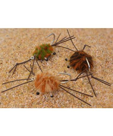3 Pack | Camo Crab Saltwater Fishing Fly | Permit, Bonefish, Tarpon, Redfish | Mustad Duratin Hook #2 Assortment #4 - Buy Online on GoSupps.com