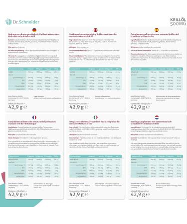  Dr. Schneider Krill Oil 500 mg Rich in omega-3 fatty acids (EPA/DHA) astaxanthin & choline 100% natural from Antarctica As seen on German TV 60 capsules - Buy Online on GoSupps.com