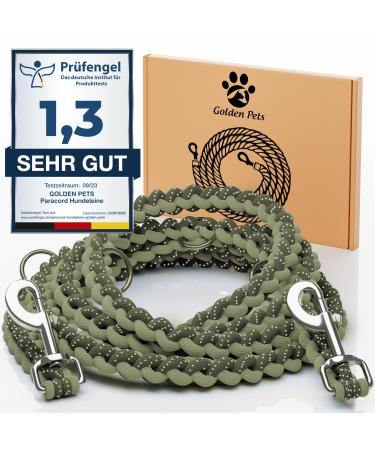 Test grade: very good - dog leash reflecting i 2m adjustable weatherproof & tearproof up to 250 kg i paracord Kleine reconciliation i small - large dogs olive green 2 m dogs from 15 kg