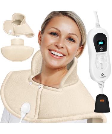 Kesser heating pillows Electrically for shoulder neck and back shoulder heating pillow heating cape with a bag including remote control with 3 temperature levels & automatic switch -off |Heat pillow 100W washable beige