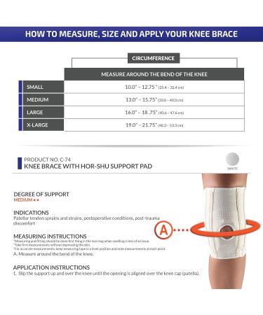 CHAMPION Knee Brace with Hor-Shu Support Pad - Medium White | Optimal Support for Comfort & Stability | Shop Internationally - Buy Online on GoSupps.com