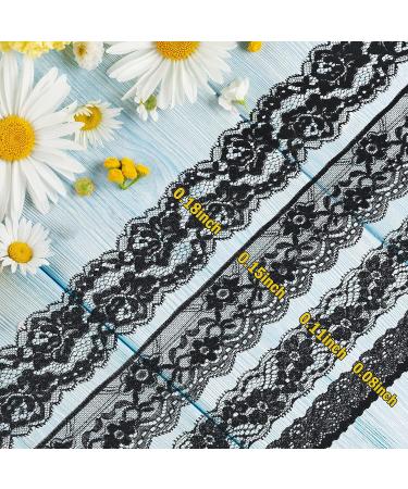 4 Rolls Vintage Floral Lace Ribbon 24 Yards - Wide Black Tulle Trim for DIY Crafts & Sewing - Buy Online on GoSupps.com