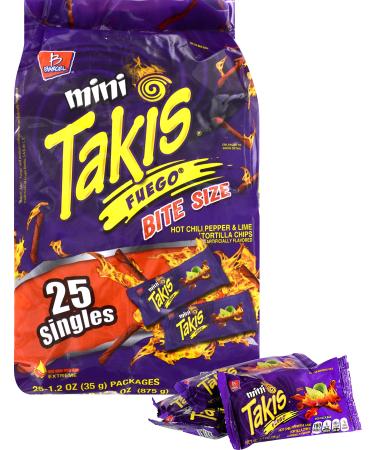 Product Of Barcel Takis , Mini Fuego Bag , Count 25 (1.2 oz) - Chips / Grab Varieties & Flavors