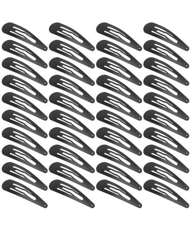 XCZYN 40 Pcs Snap Hair Clips Matte Finish Black Color Anti-slip Snap Clip Hair Accessories Metal Barrettes for Women Little Girls Lady Hair Styling (40 Pieces Black) 1 count (Pack of 40) Black
