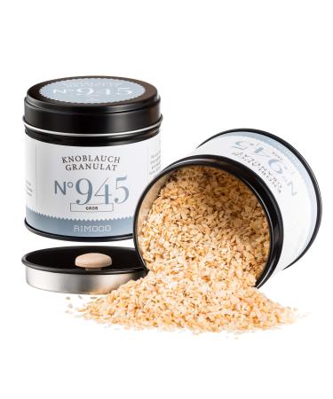 Rimoco n 945 organic garlic granulate - garlic flakes dried and granulated |Hearty spicy & intensive aroma |In an elegant spice jar with aroma jacket |Contents: 80g