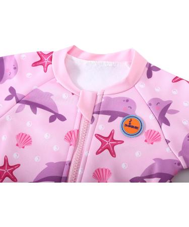 Swimbubs Baby Swimming Warm Suit | Boys Fleece Lined Wetsuit | Girls Swimsuit 3-6 Months | Pink Dolphin - Buy Online on GoSupps.com
