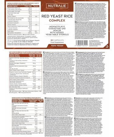 Red Rice Yeast - Monacolin K 2.9 mg BIO-Available + 30 mg Q10 + Vitamin C E B3 - Gluten and Lactose Free - 30 Vegetable Capsules Nutralie - Buy Online on GoSupps.com