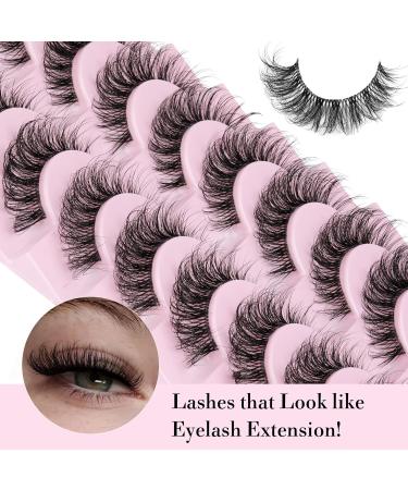 Yawamica Cat Eye 10 Pairs Pack False Eyelashes - Wispy Natural Mink Lashes Clear Band - Fluffy Russian Strip Lashes C Curl - 8-16MM - Cat Eye Design - Buy Online on GoSupps.com